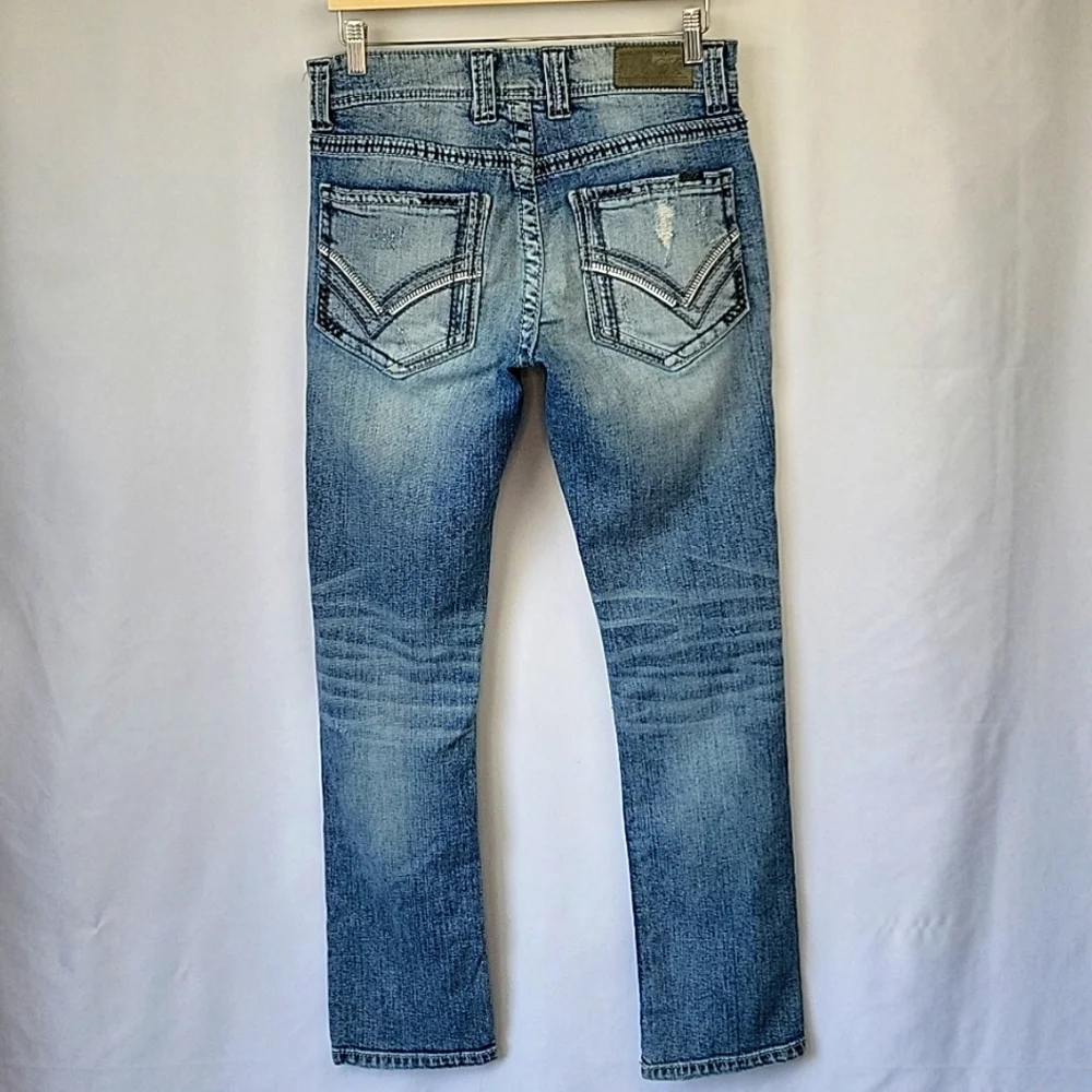 Buckle Men’s Straight Jeans Distressed Light Blue k418
